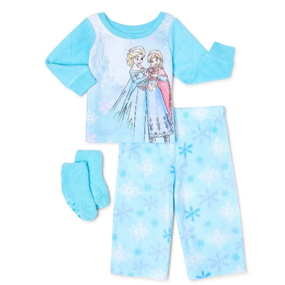 NWT Disney Frozen Girls 3 Piece Pajama Set Size 2T